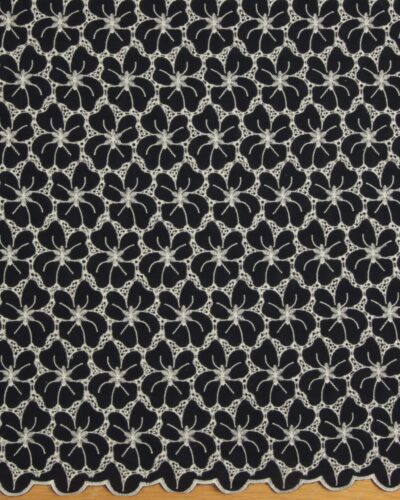 Alternative view of Mørkeblå blomster med hvidt broderi - Broderie Anglaise