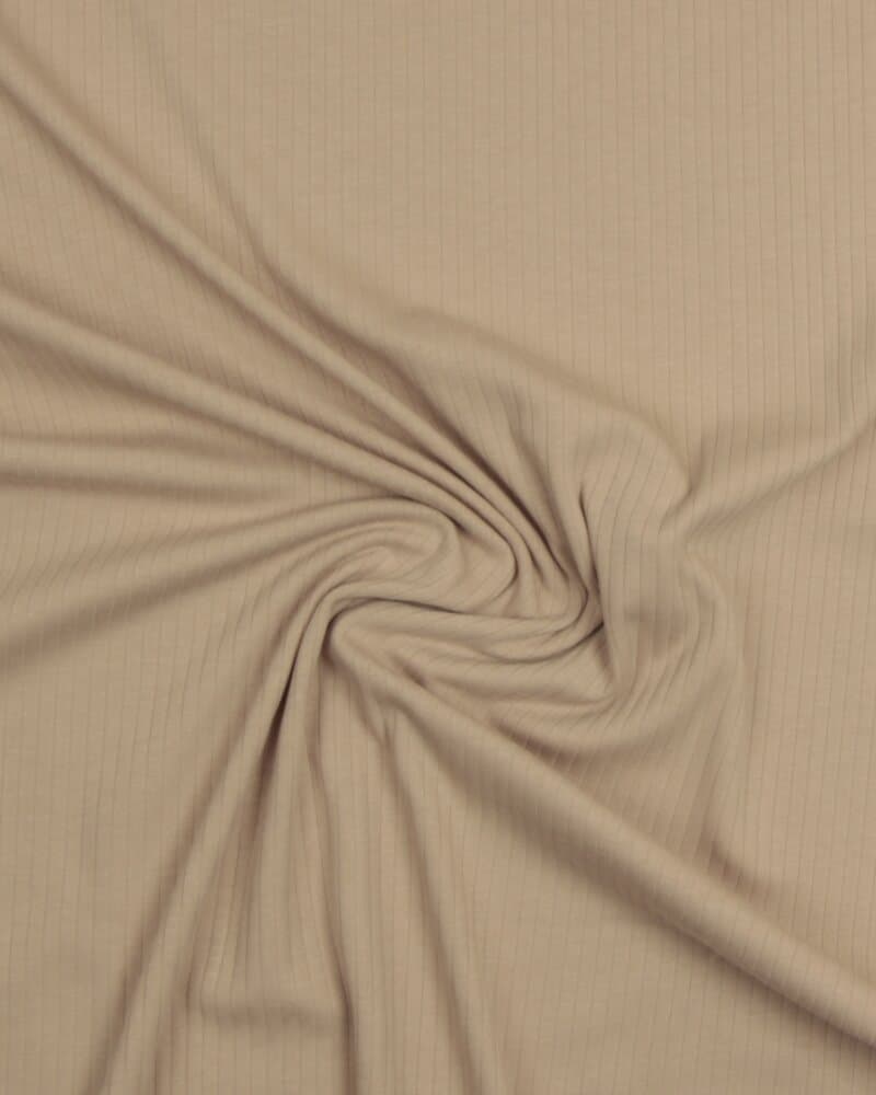 Beige - Bredriflet rib jersey