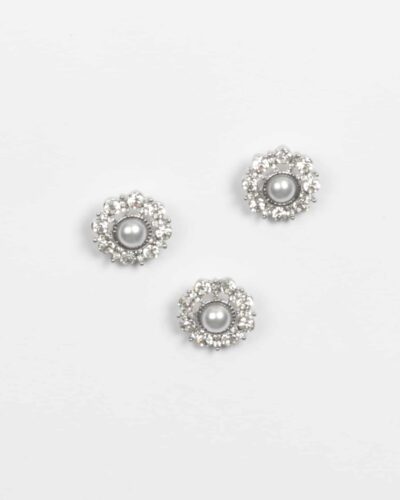 Sølv m. bling og perle - 15 mm