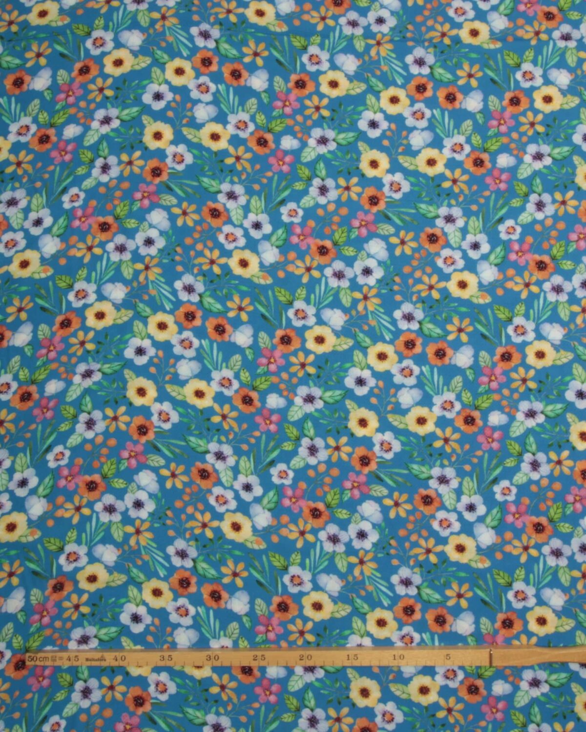 Blomster på blå - Viskose - Billede 3