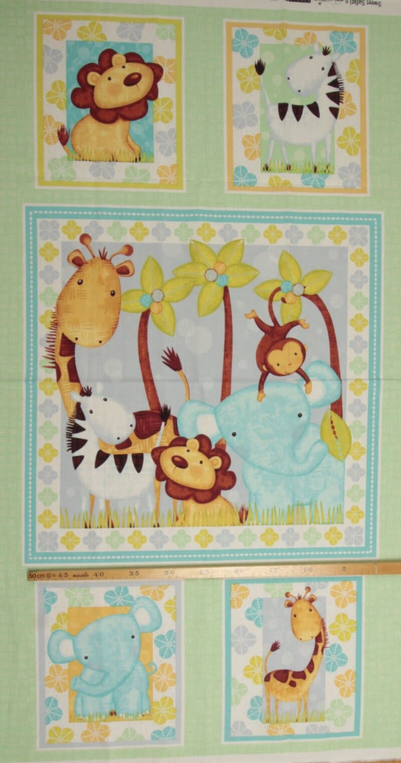 Sweet safari, 1 stort og 4 små motiver - Patchwork panel