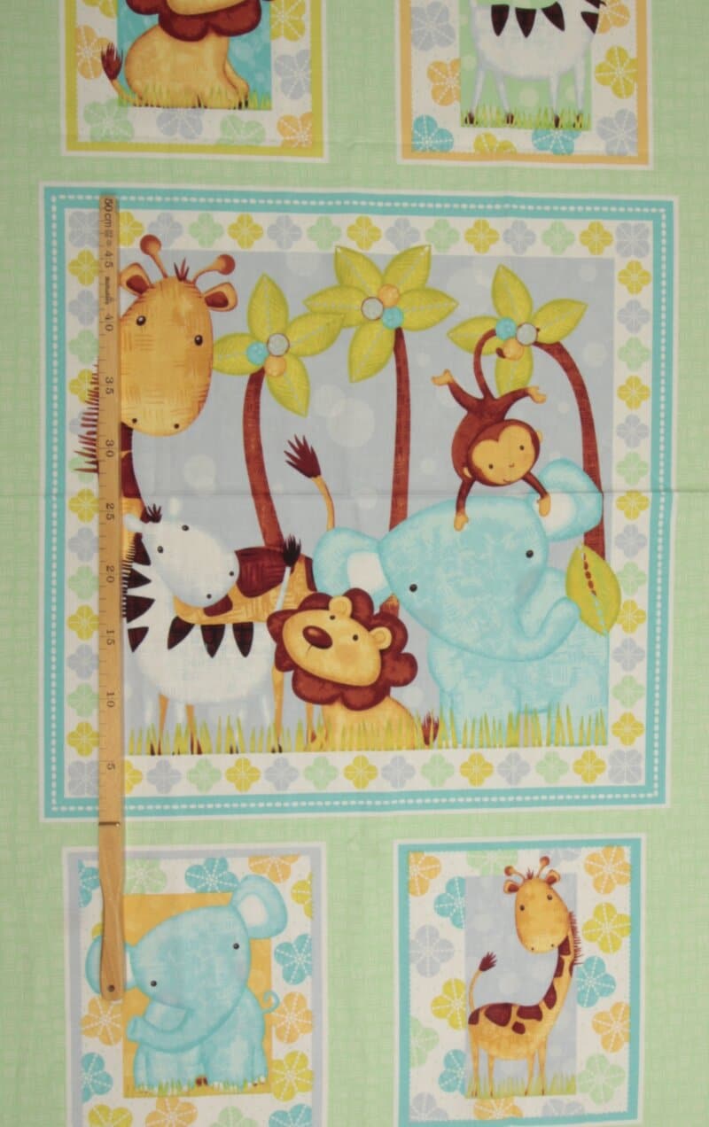 Sweet safari, 1 stort og 4 små motiver - Patchwork panel - Info mangler