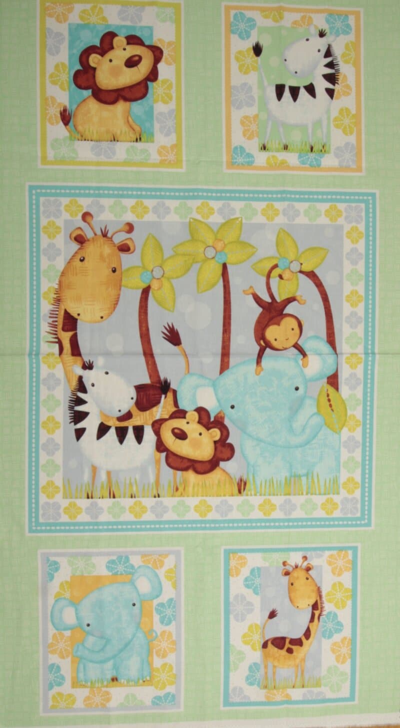 Sweet safari, 1 stort og 4 små motiver - Patchwork panel - Info mangler