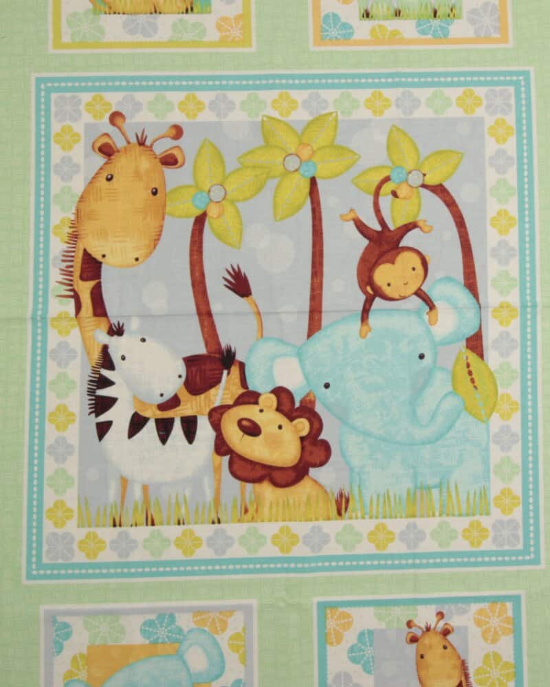 Sweet safari, 1 stort og 4 små motiver - Patchwork panel