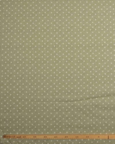 Meleret lysegrøn m. offwhite prikker - Boligtekstil