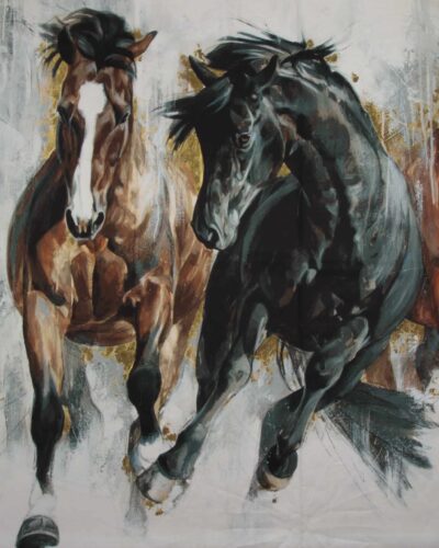 Stallion, 3 heste i galop - Patchwork panel