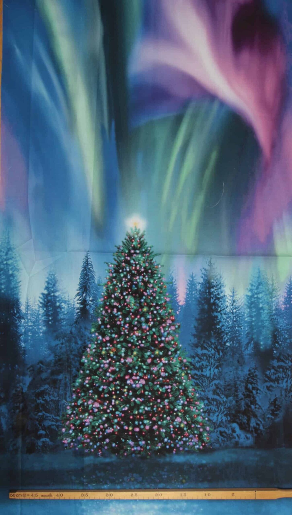 Artisk jul, juletræ og nordlys - Patchwork panel - Billede 4