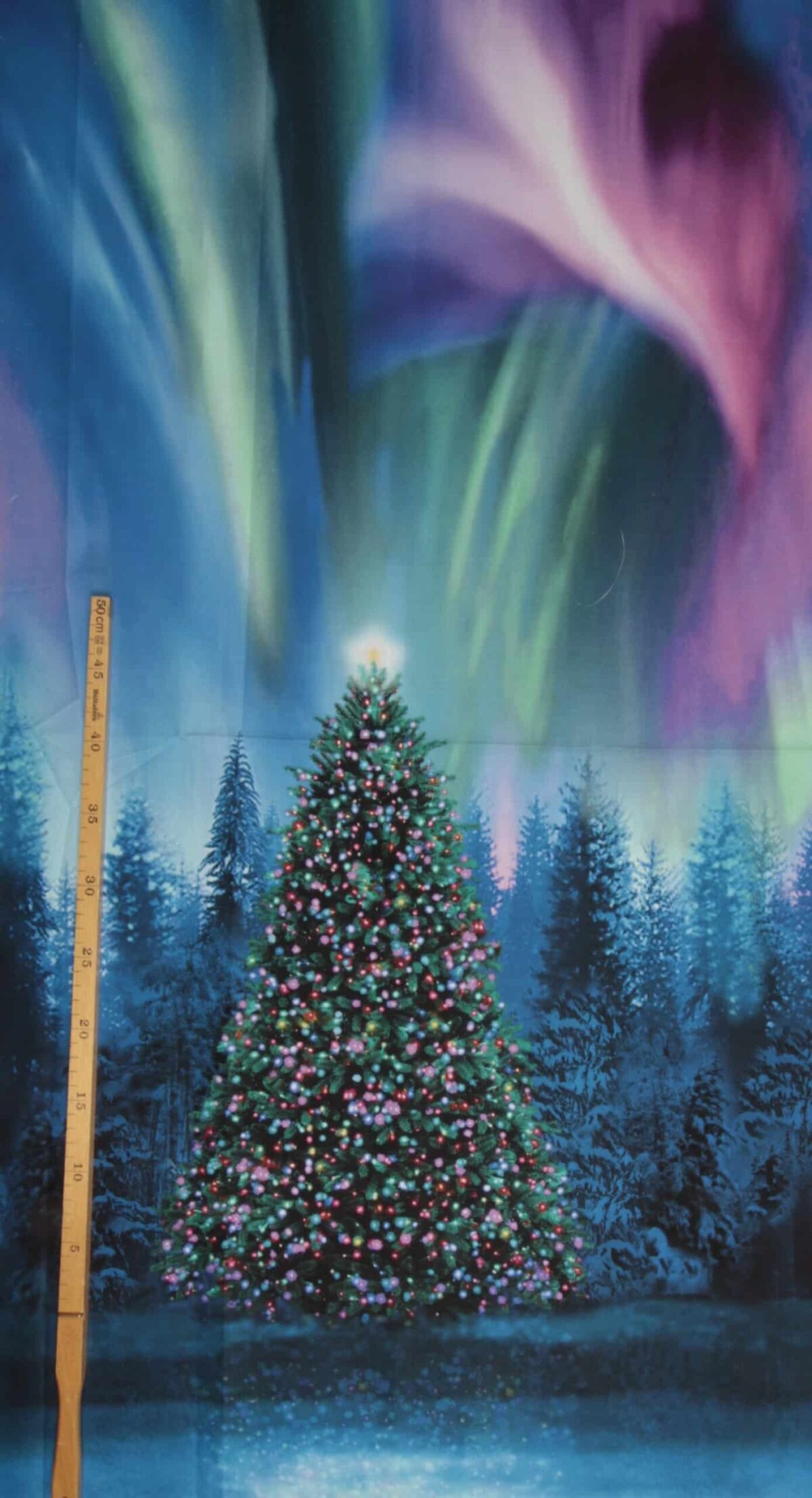 Artisk jul, juletræ og nordlys - Patchwork panel - Billede 3