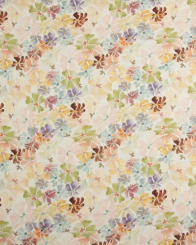 Pastelfarvet blomster  - Viskose/hør