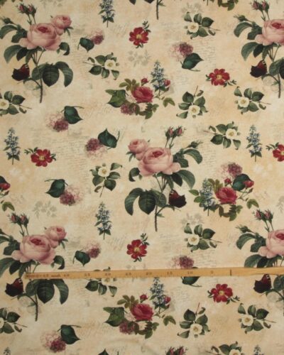 Roser på meleret beige bund - Jersey