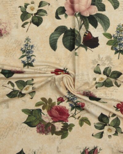 Roser på meleret beige bund - Jersey