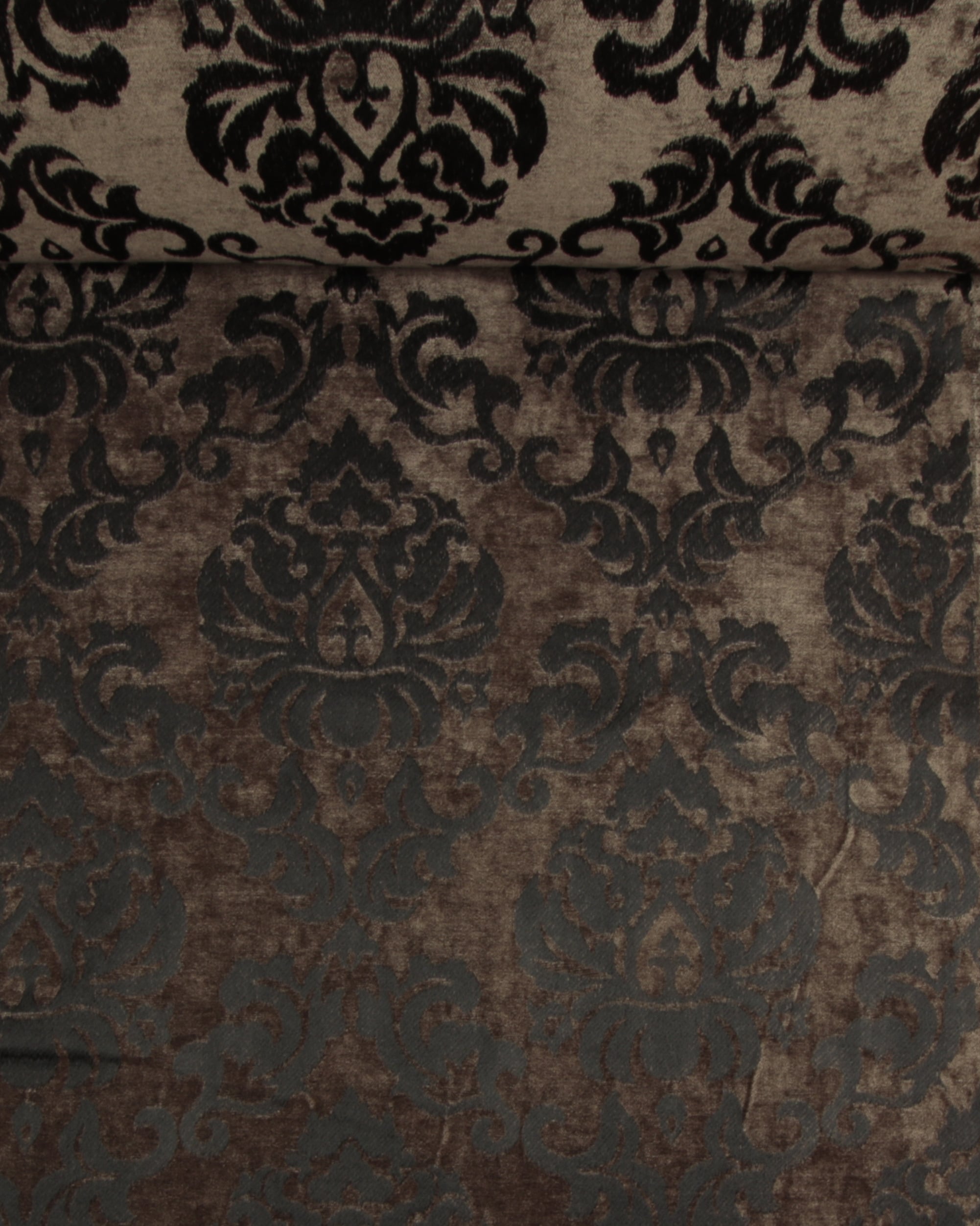 Gråbrun med ornamentmønster - Møbelvelour - 100% Polyester