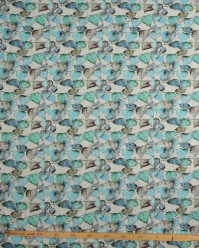 Lysegrå m. blade - Viskose/hør