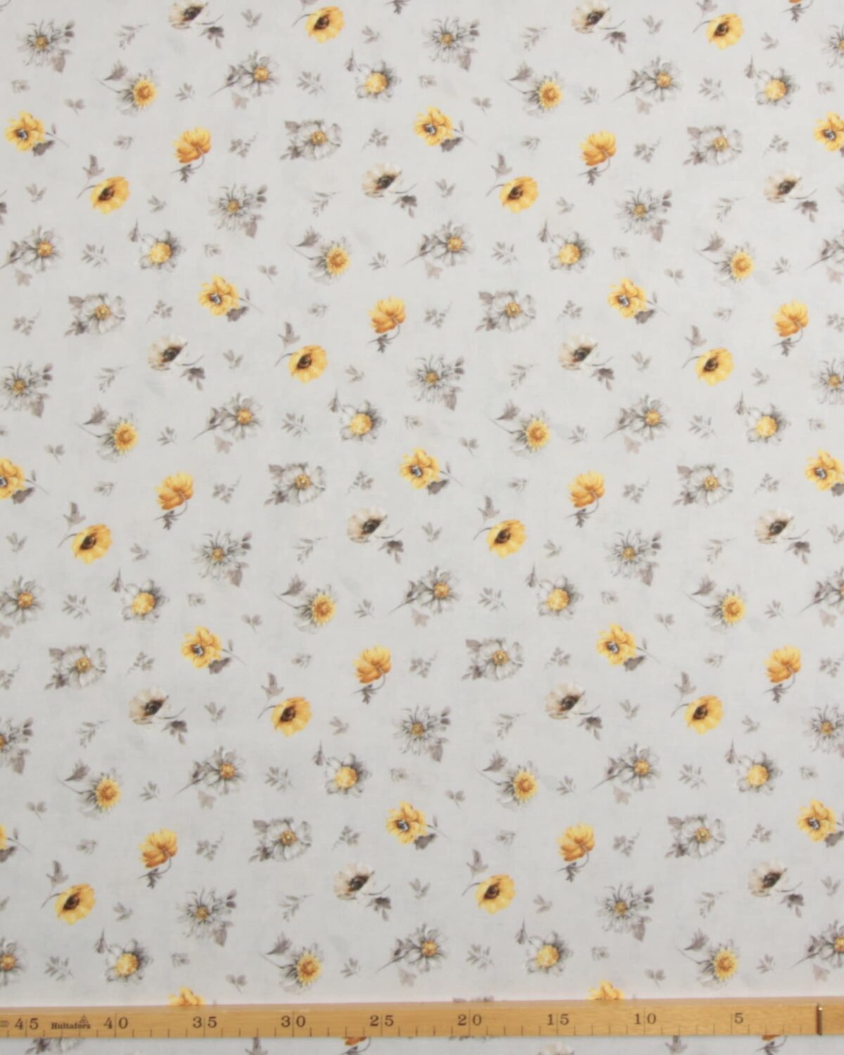 Fields og gold, blomster på lysegrå - Patchwork - Billede 3