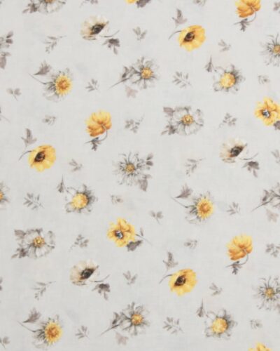 Fields og gold, blomster på lysegrå - Patchwork