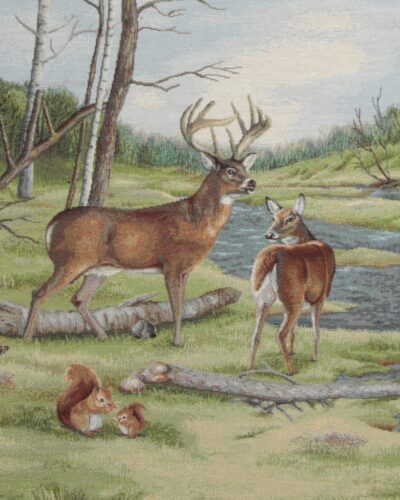 Kronhjort ved skovsø, 45x45 cm - Gobelin
