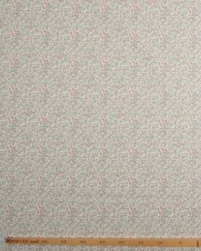 Småblomstret m. olivengrønne blade på offwhite - Bomuld 7 Småblomstret m. olivengrønne blade på offwhite - Bomuld