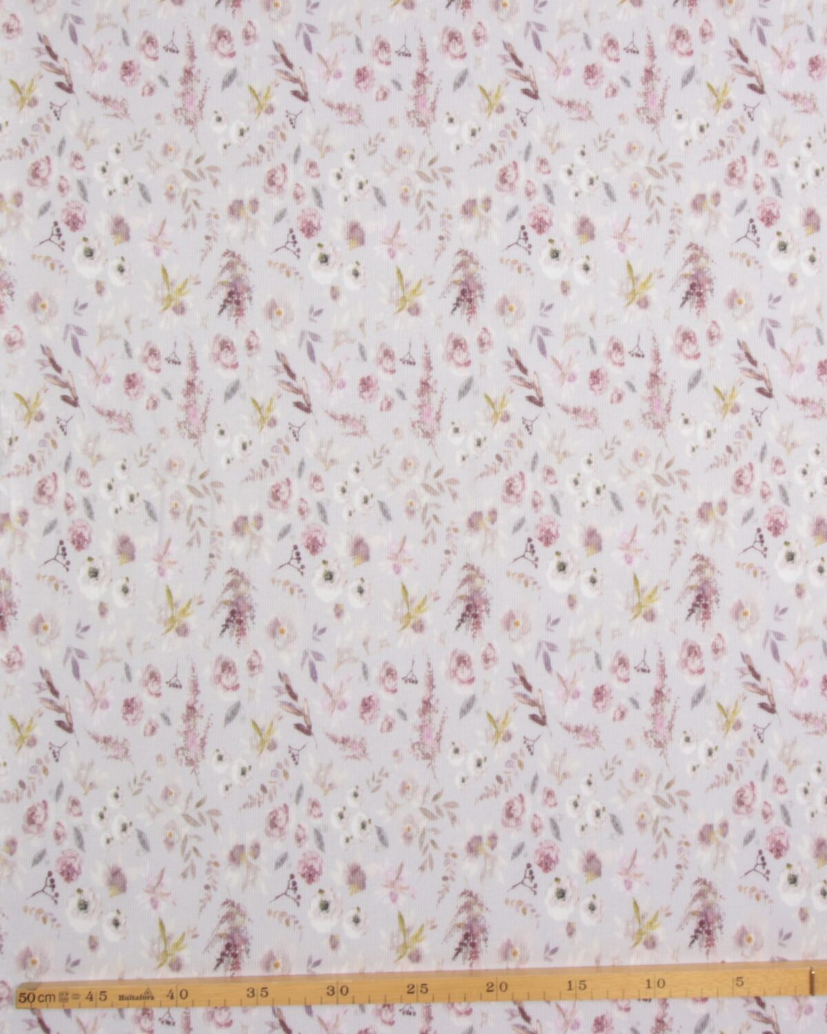 Sart lyselilla med blomster - Rib-jersey - Billede 3