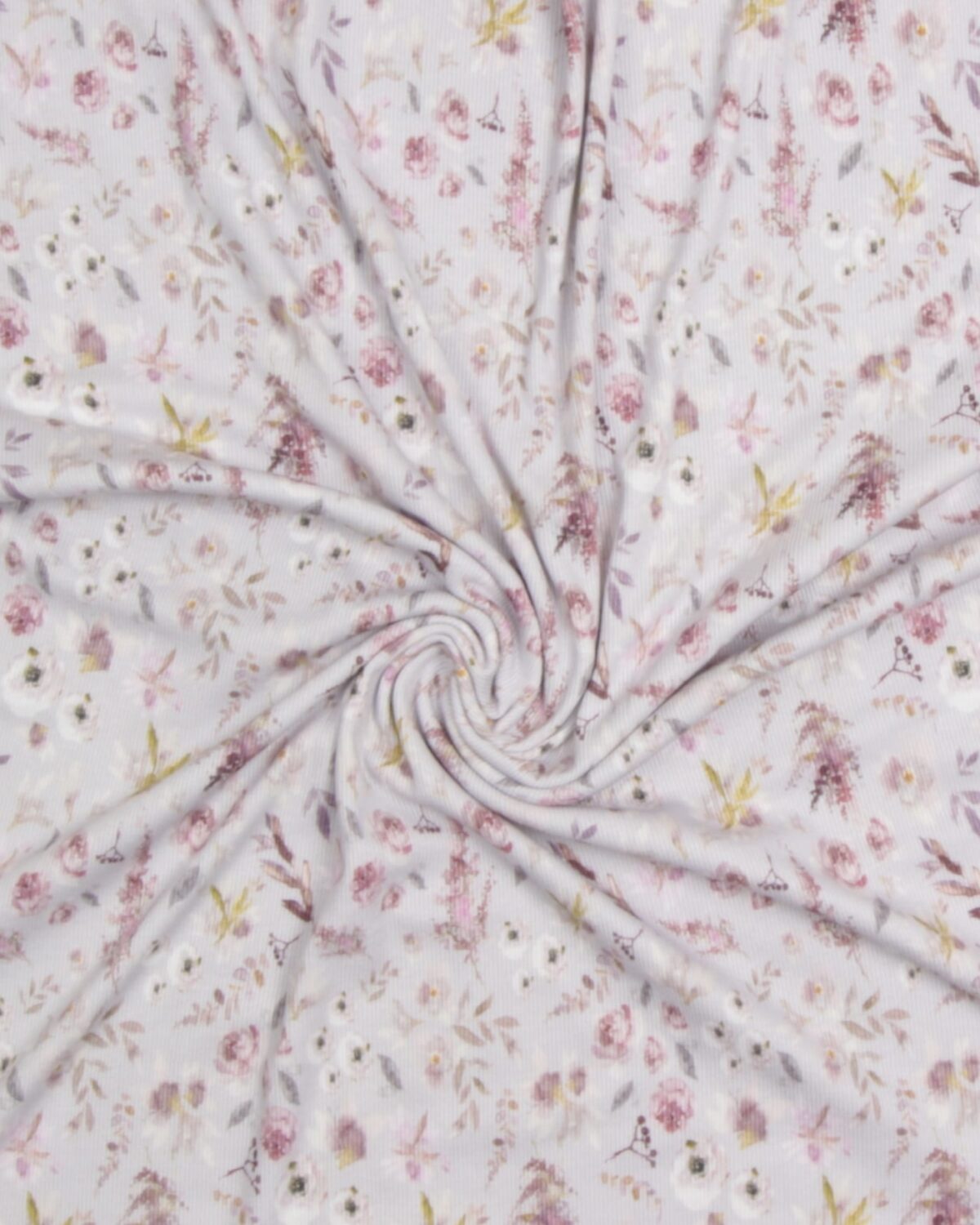 Sart lyselilla med blomster - Rib-jersey - Billede 2