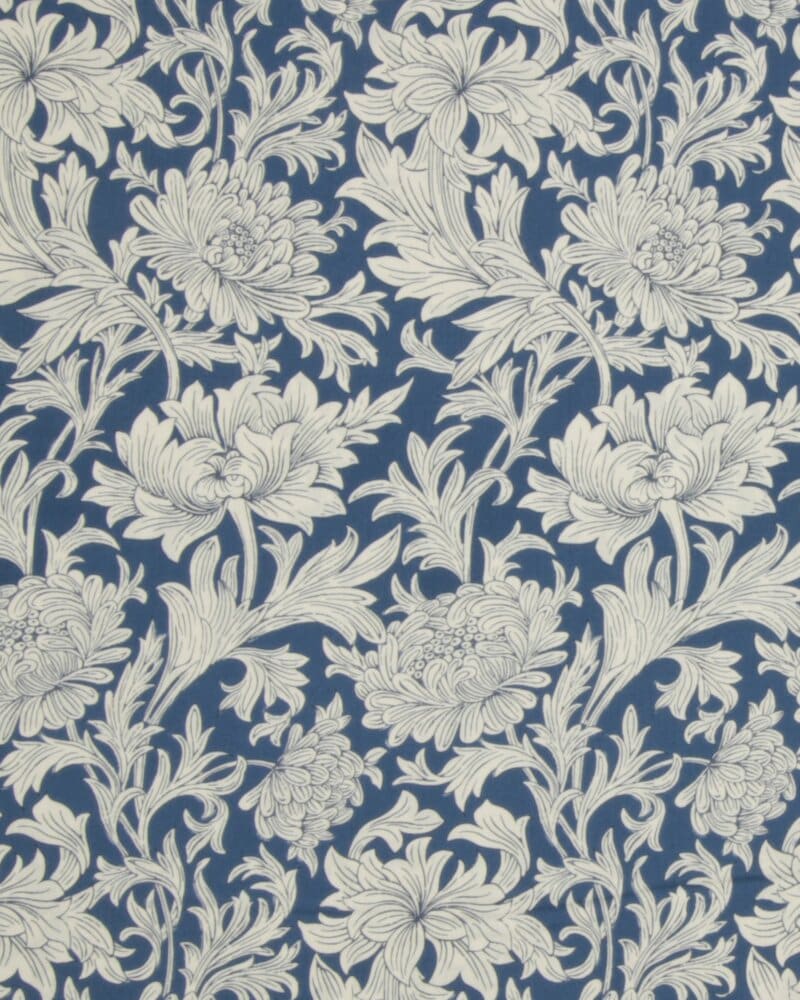 Chrysanthemum tonal, blå/offwhite - William Morris