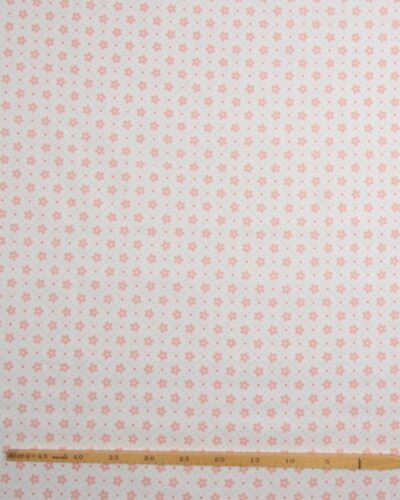 Lille ferskenfarvet blomst på hvid - Bomuld 7 Lille ferskenfarvet blomst på hvid - Bomuld