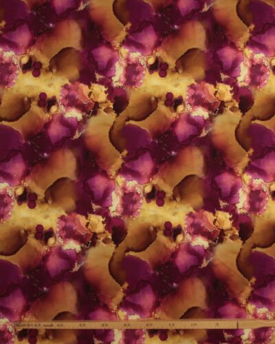 Cerise/okker mønster - French Terry