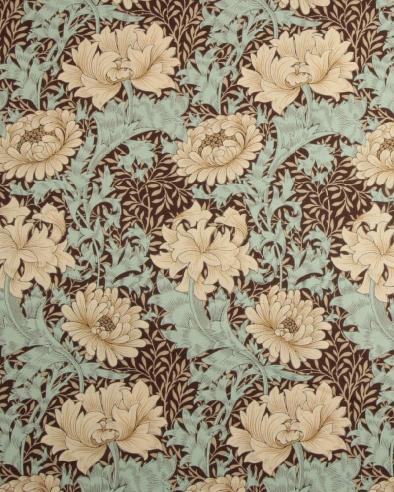 Chrysanthemun, brun/aqua - William Morris