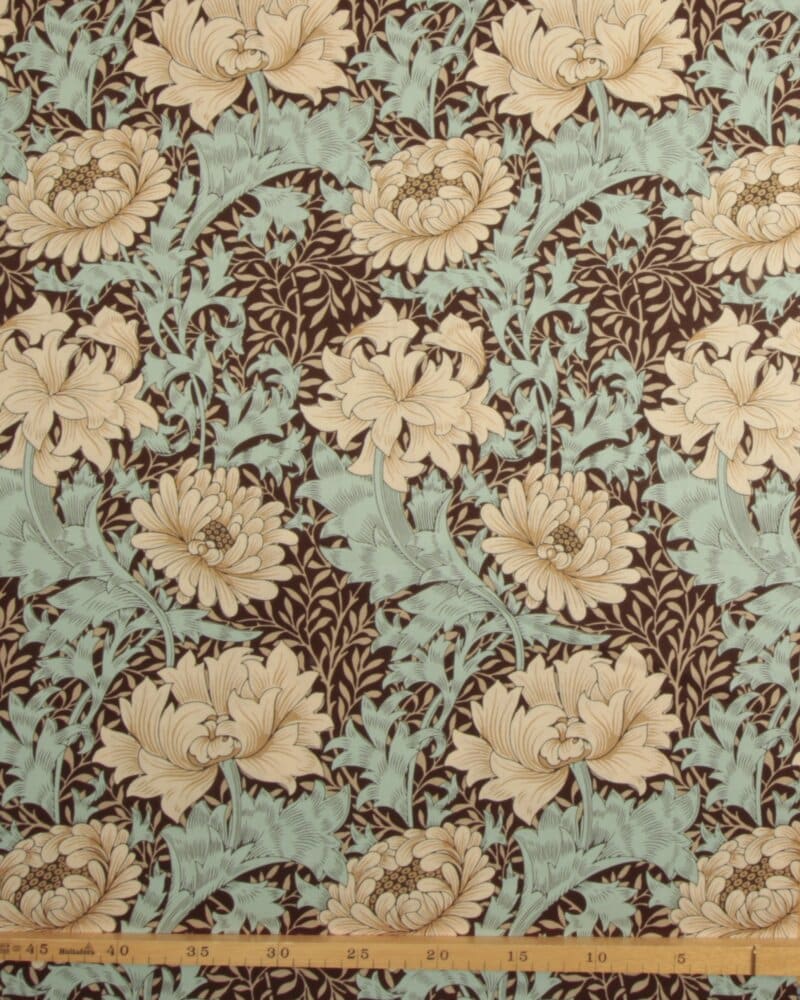 Chrysanthemun, brun/aqua - William Morris