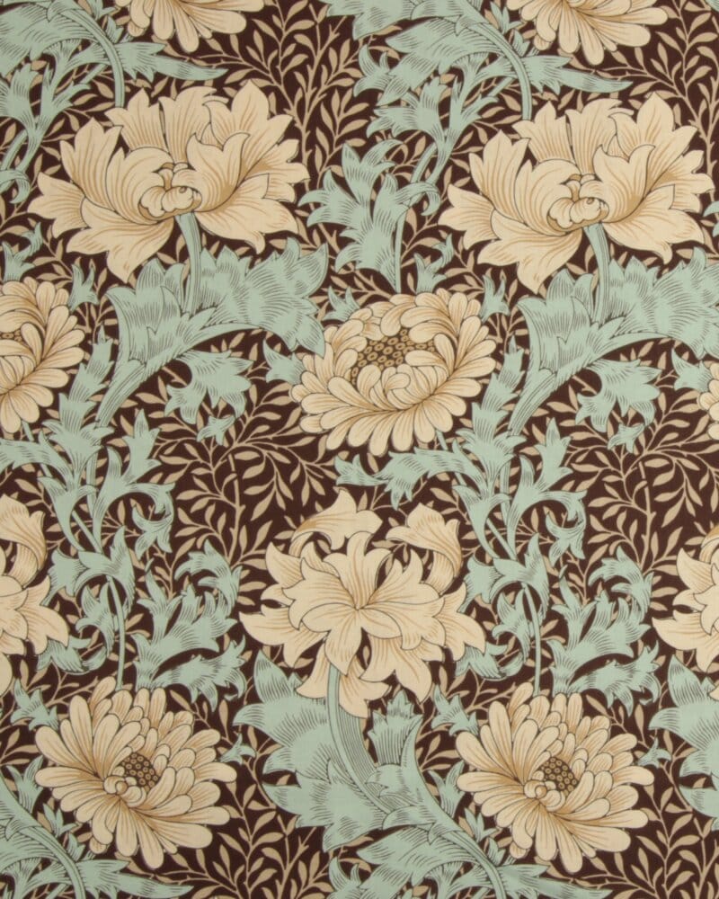 Chrysanthemun, brun/aqua - William Morris