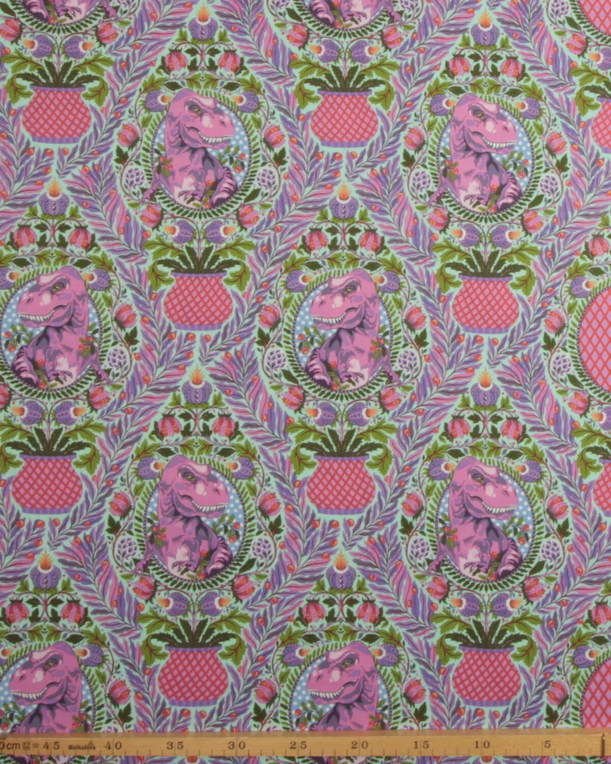 Roar! Tree Rex, mint/lilla - Tula Pink - Billede 3