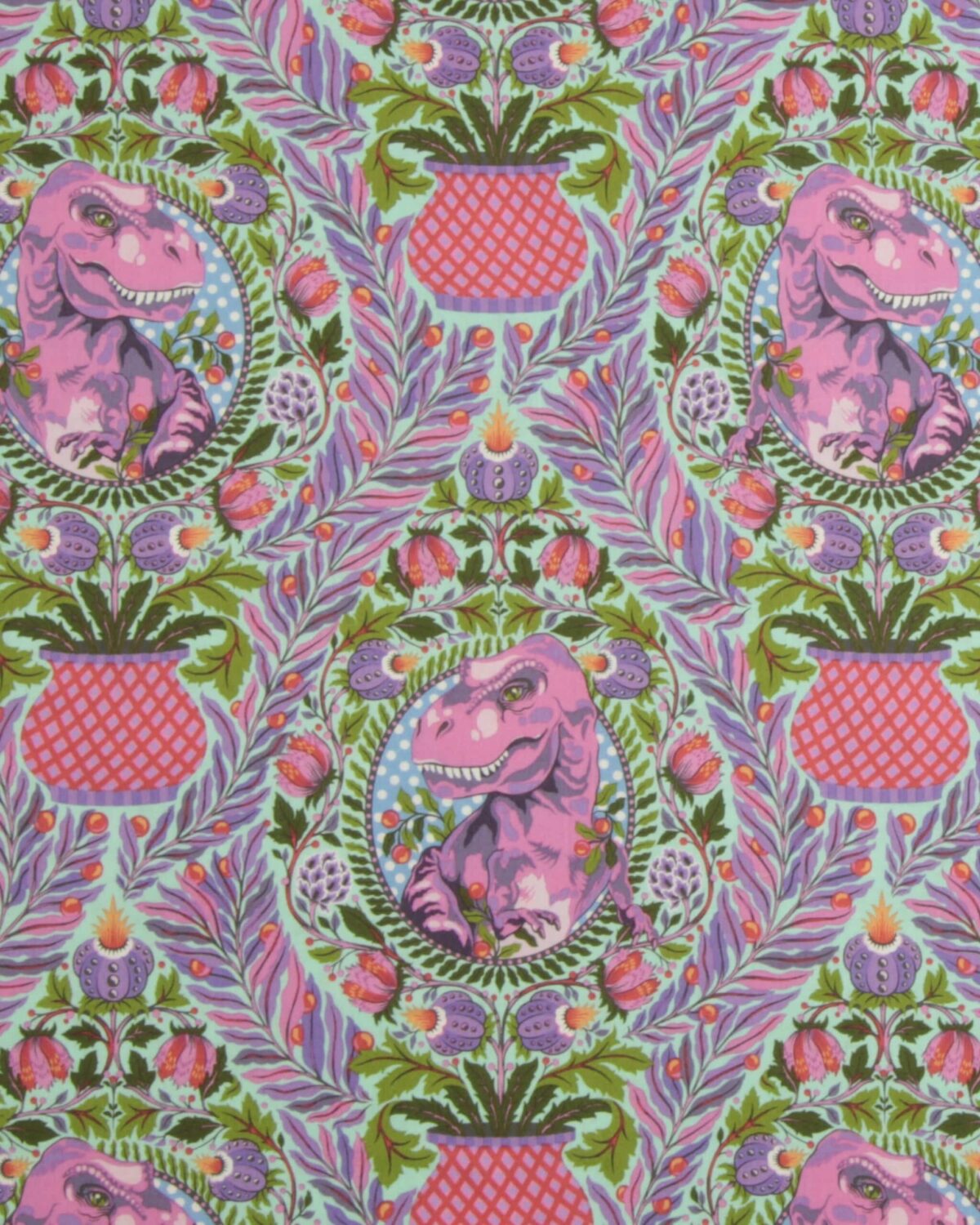 Roar! Tree Rex, mint/lilla - Tula Pink - Billede 2