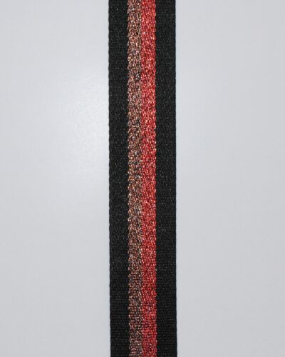 Sort m. rød og kobber lurex - Gjordbånd 40 mm