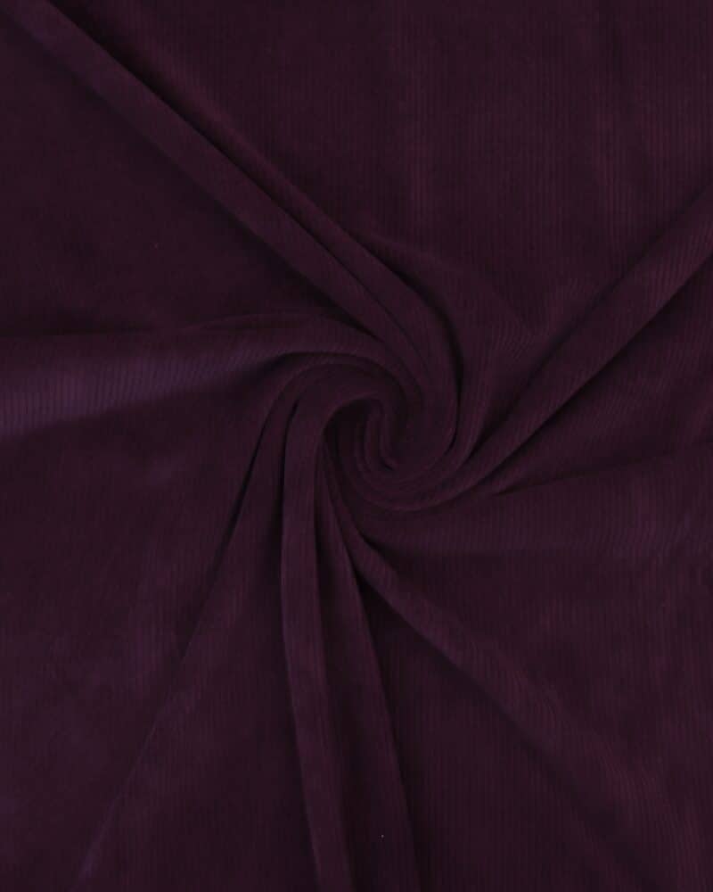 Riflet stræk velour - Aubergine