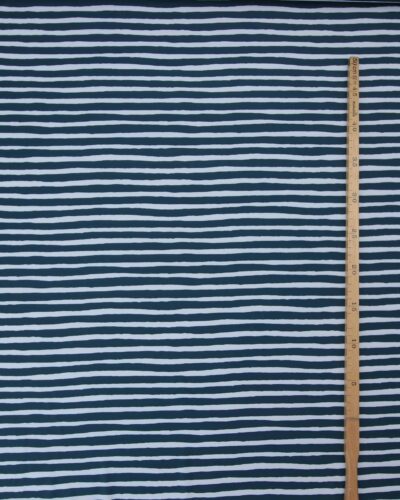 Mørkeblå og hvide striber - Badetøjsstof