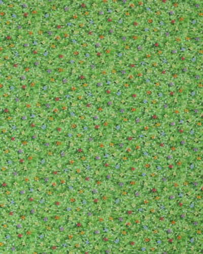 De fire årstider, små blomster på grønne blade - Patchwork
