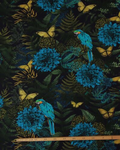 Alternative view of Papegøjer og blå blomster - Jersey