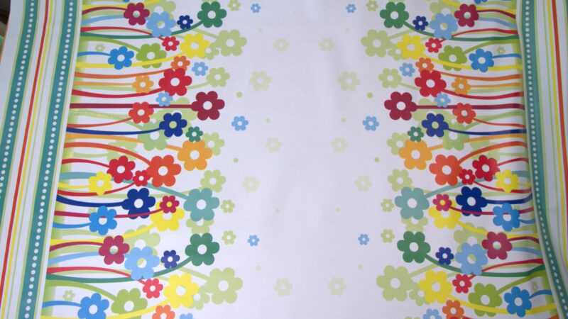 Retroblomster på hvid - Voksdug - Image 2