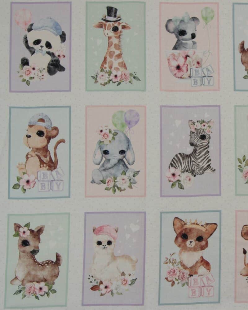 Animal babies, 24 motiver - Patchwork panel