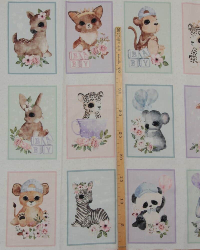 Animal babies, 24 motiver - Patchwork panel