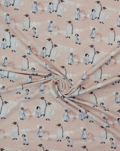 Pingviner på meleret pudder - French Terry