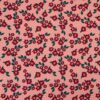 Laksefarvet med vinrøde blomster - Jersey m. hulmønster