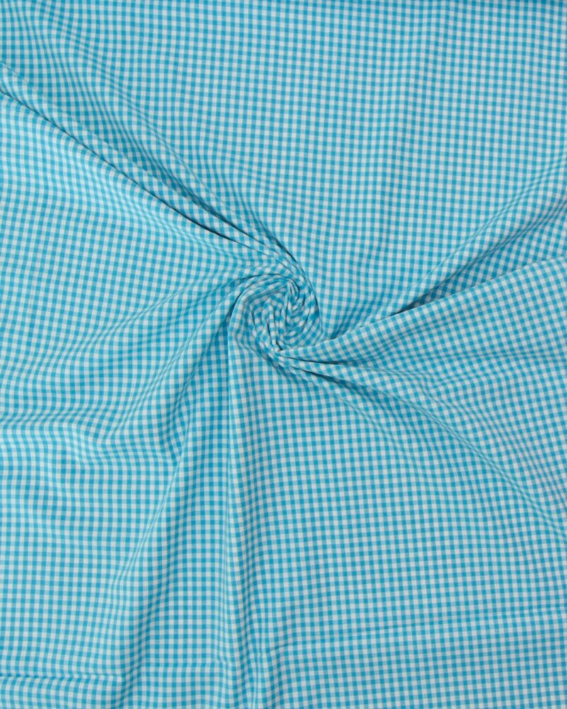 Lys turkis/hvid 4x4 mm tern - Bomuld