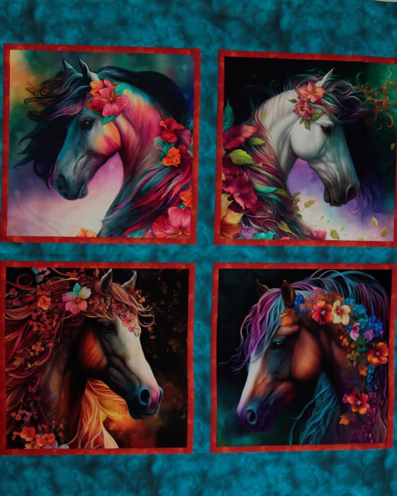 Romantz Art, 4 motiver med heste - Patchwork panel