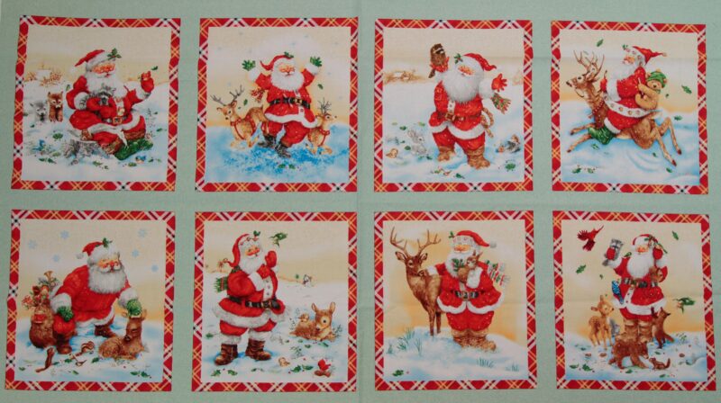 Santa's Friends, 8 motiver m, julemand - Patchwork panel