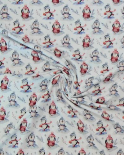 Pingviner på hvid bund - French Terry