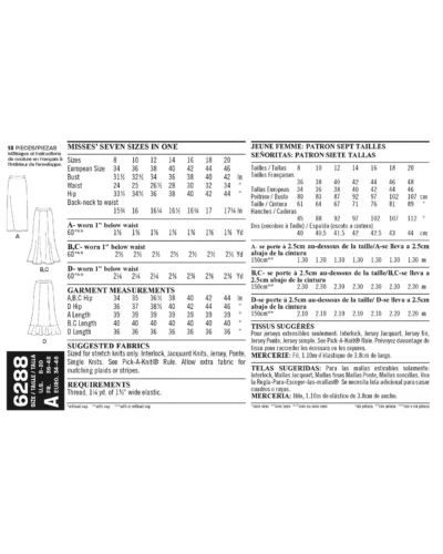 Nederdel - str. 34-46 (kun til jersey/strikstof)