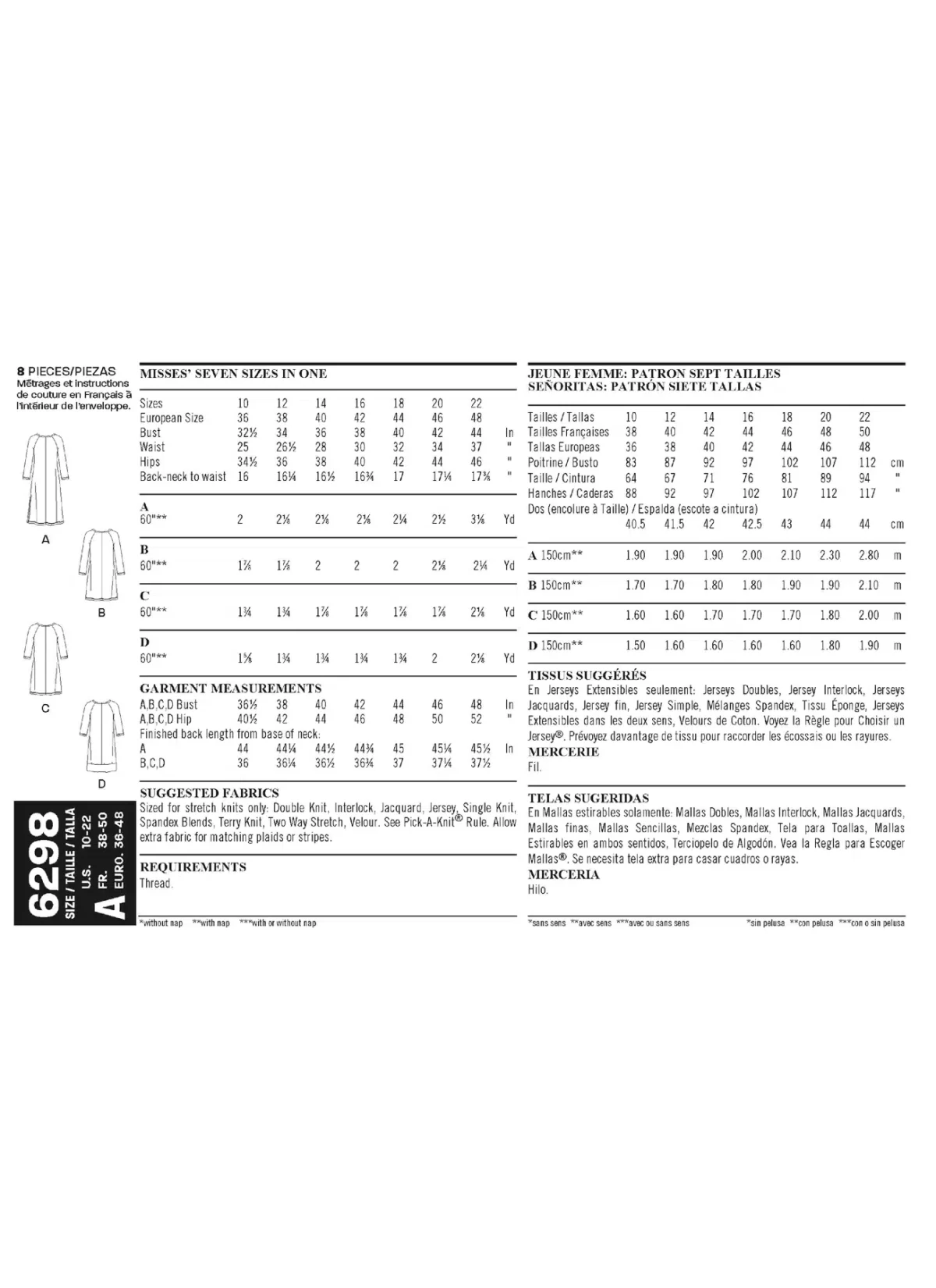 Kjole - str. 36-48 (kun til jersey/strikstof) - Billede 4