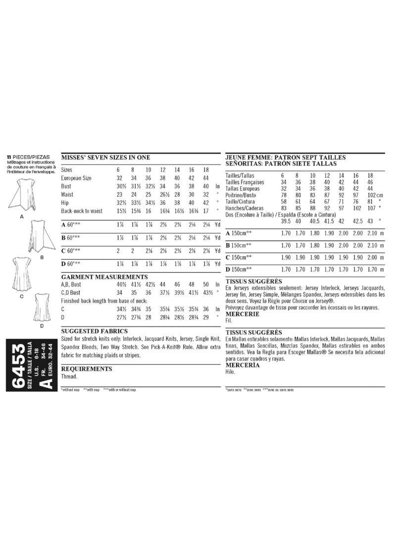 Tunika - str. 32-44 (kun til jersey/strikstof)