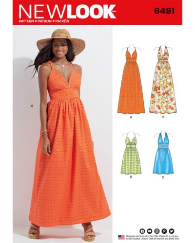 Halterneck maxi og kort kjole - str. 36-48