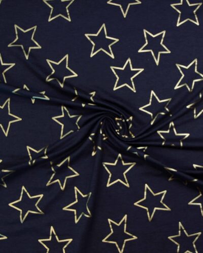 Koksgrå m. folietrykte guldstjerner - French Terry